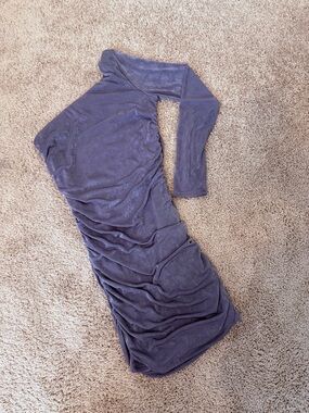 Asymmetric One-Shoulder Ruched Midi Dress, Large